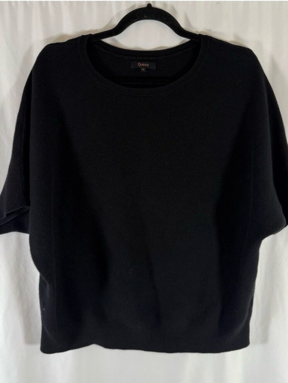 Quince Blouse Women's XL Black Organic Cotton Cashmere Blend Sweater Pullover